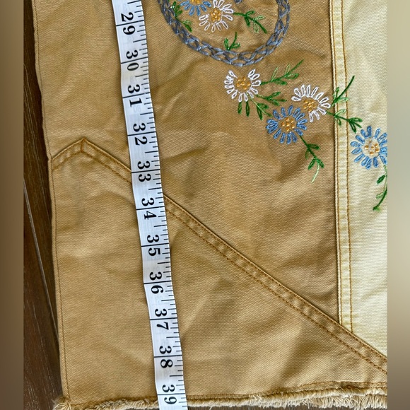 RARE!! Free People We The Free Y2K Yellow Patchwork Embroidered Crop Pant - Picture 15 of 16
